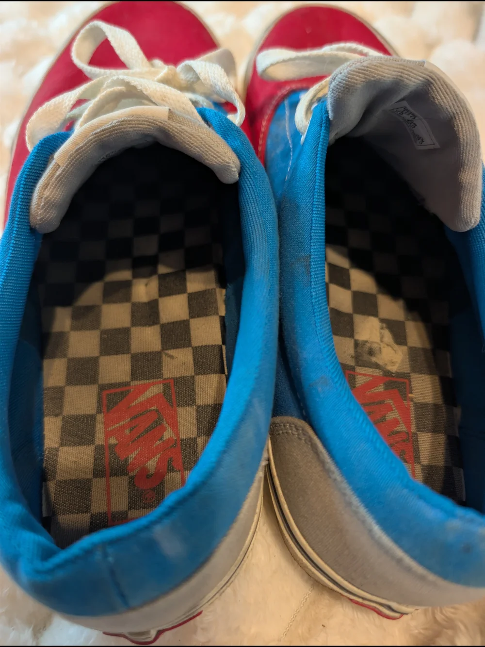 Vans Era Red Blue Colorblock Canvas Low Top Skate Shoes Men's Size 10